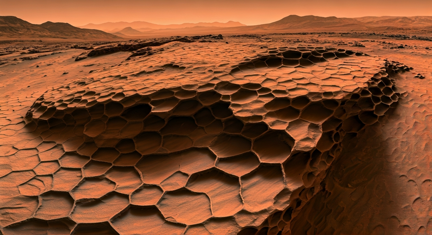 Curiosity Rover Captures Honeycomb-Like Formations on Mars