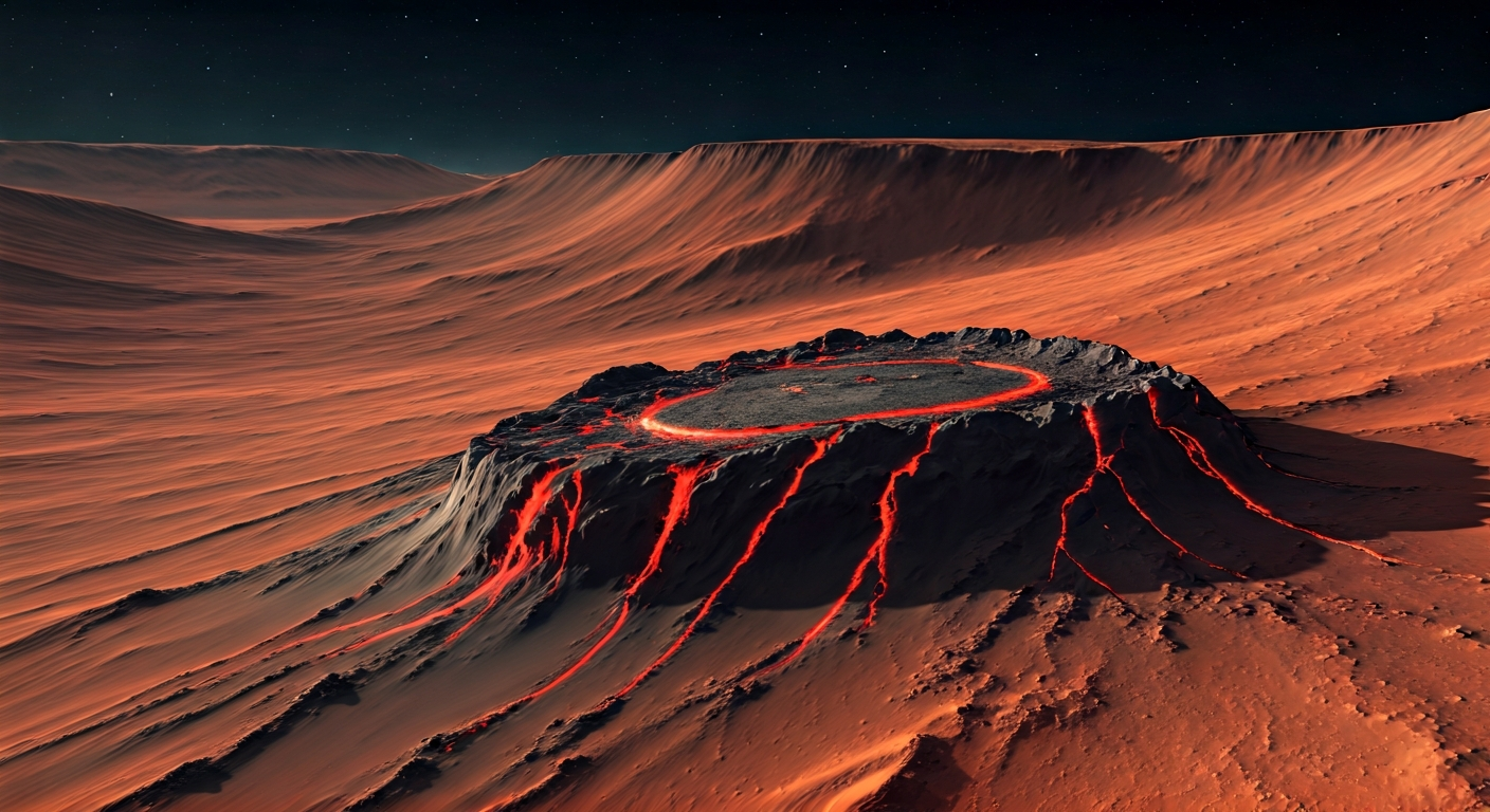 Giant Magmatic Systems Found Beneath Martian Crust