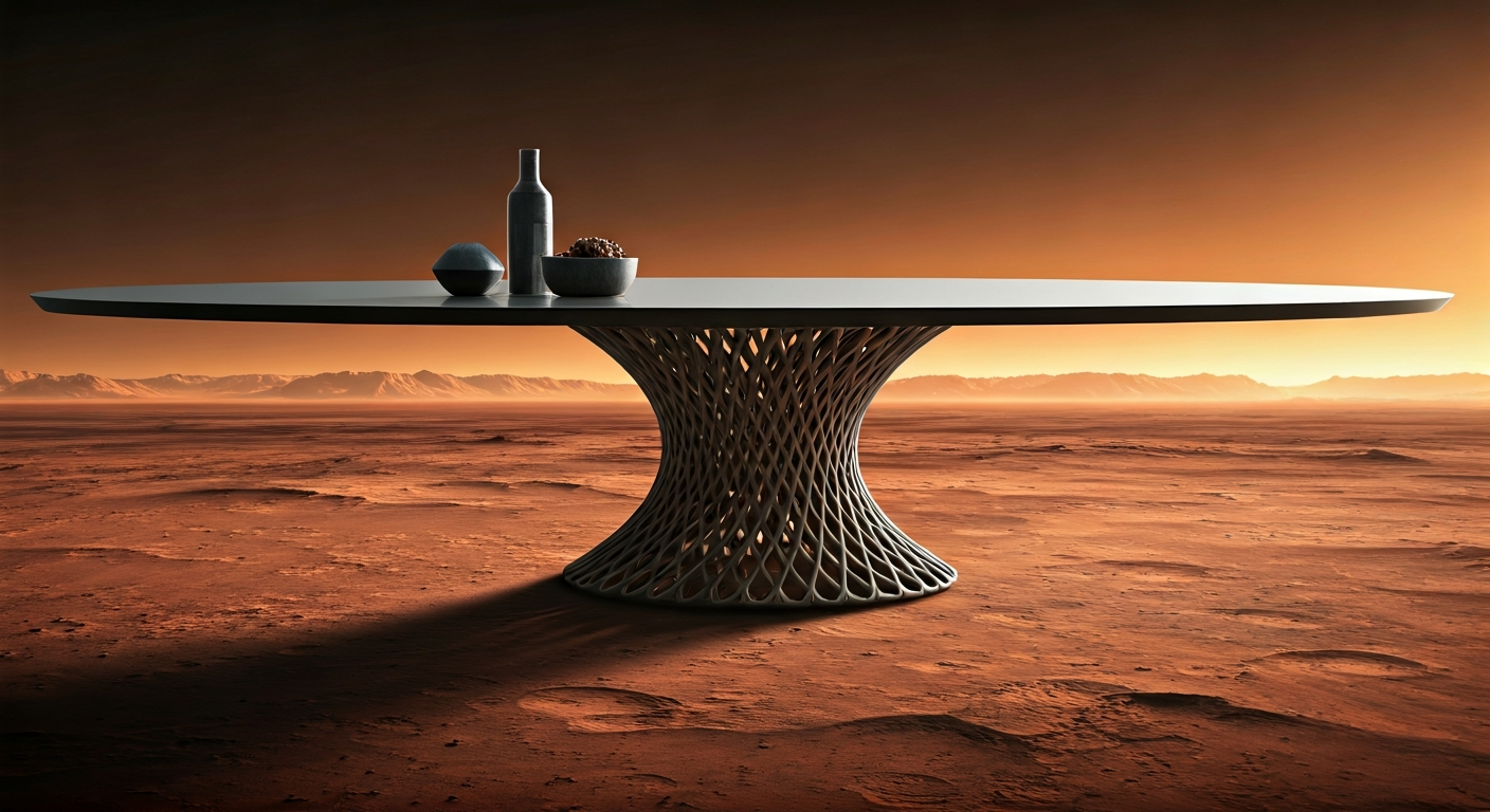 LFAM 3D Printed Table Base Showcases Freeform Design in Interiors