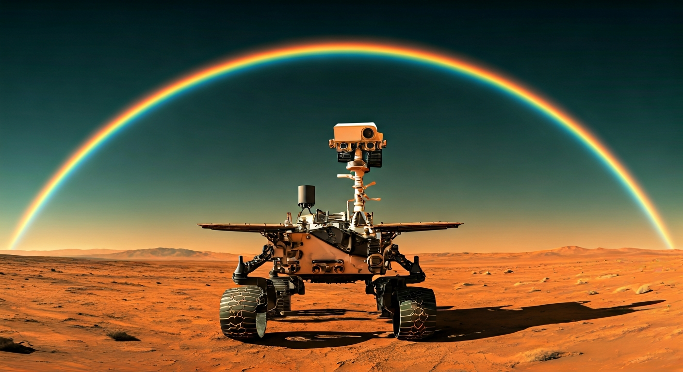 Mars Rover Captures Rare Atmospheric Phenomenon Resembling Rainbow