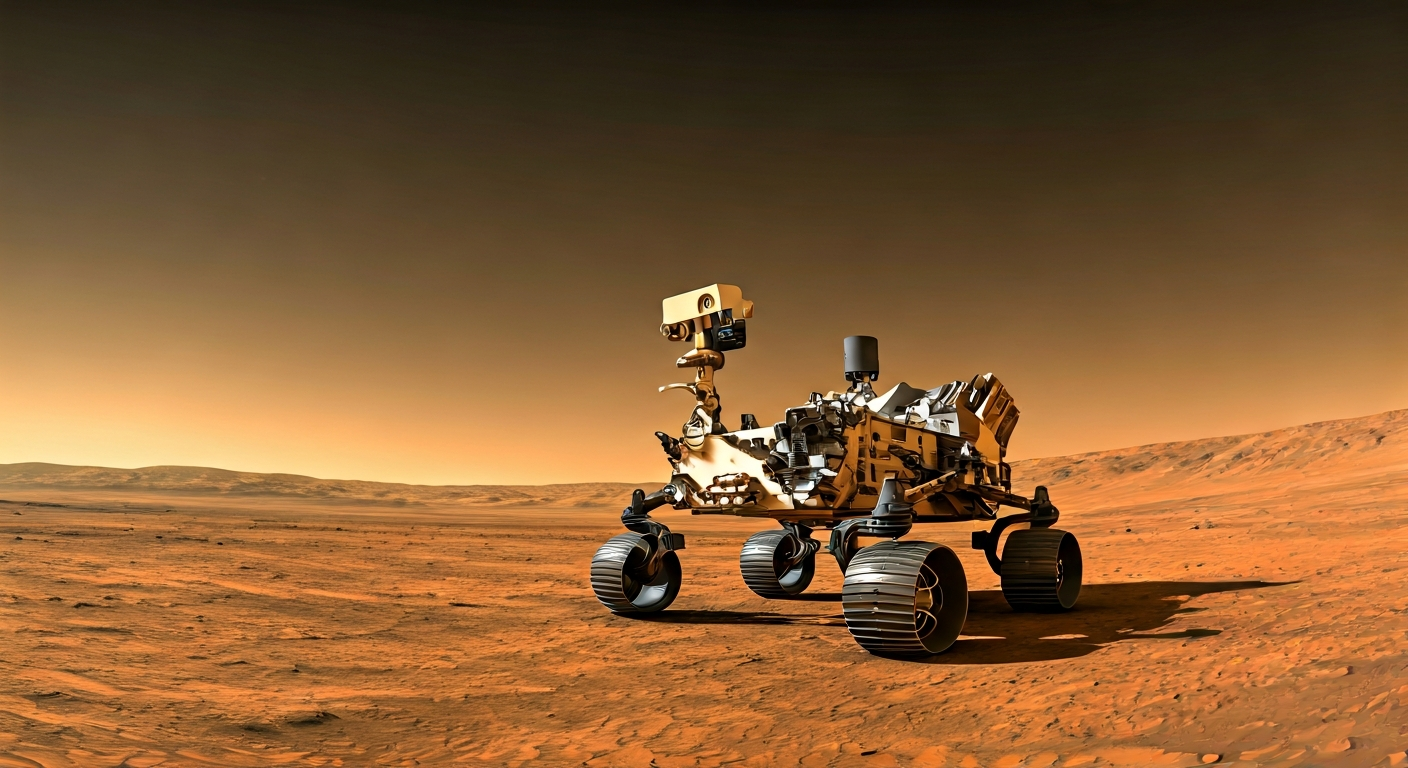 Mars Rover Photographed from Orbit During Record-Setting Drive