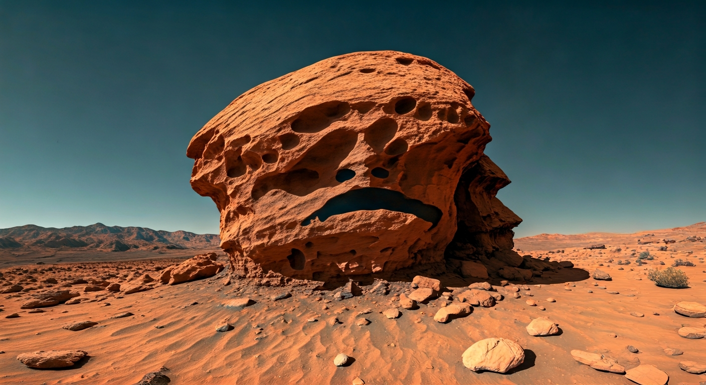 Perseverance Rover Spots Face-Like Rock Formation on Mars