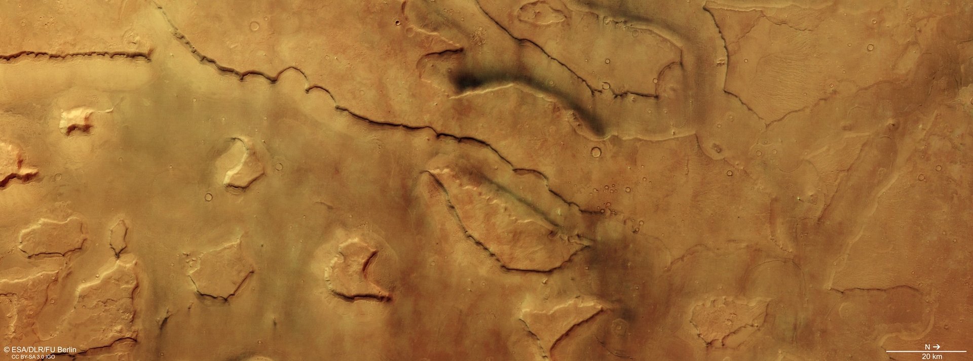 Mars Express Spots Swarms of Dust Devils in Mamers Valles