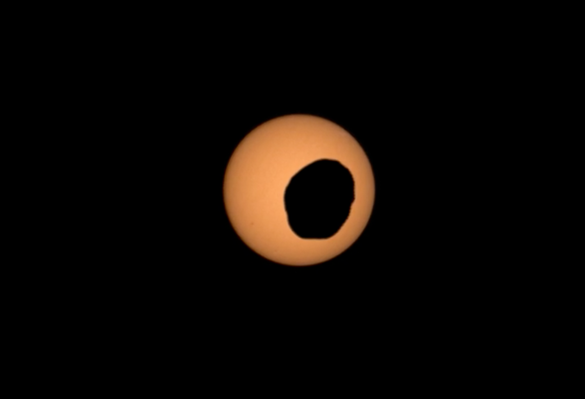 Perseverance Rover Films Phobos Moon Crossing Sun